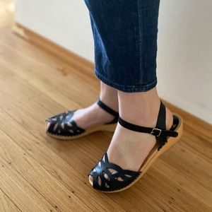 Swedish Hasbeens Toffel Sandals in Black